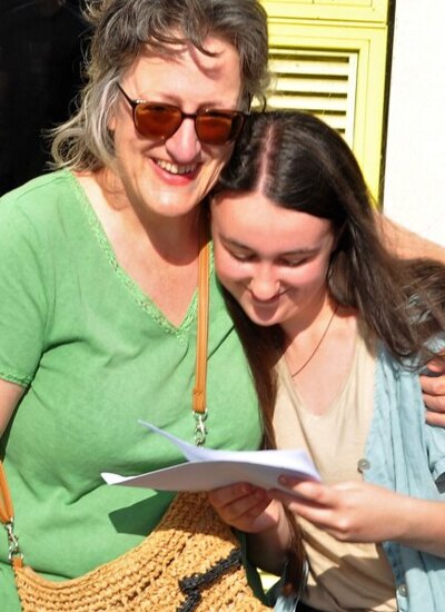1. Grace celebrating outstanding A Level success with her family