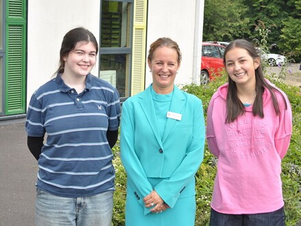 3. Headteacher Mrs George with GCSE students